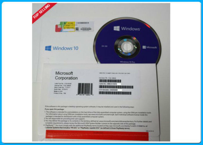 Microsoft Windows 10 υπέρ γνήσια άδεια πακέτων cOem λογισμικού εξηντατετράμπιτη για την πολυ γλώσσα